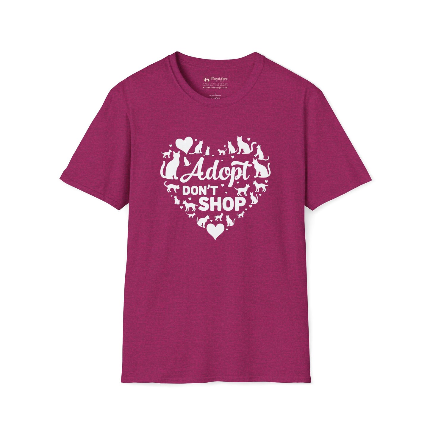 Adopt Don't Shop Cat Heart T-Shirt