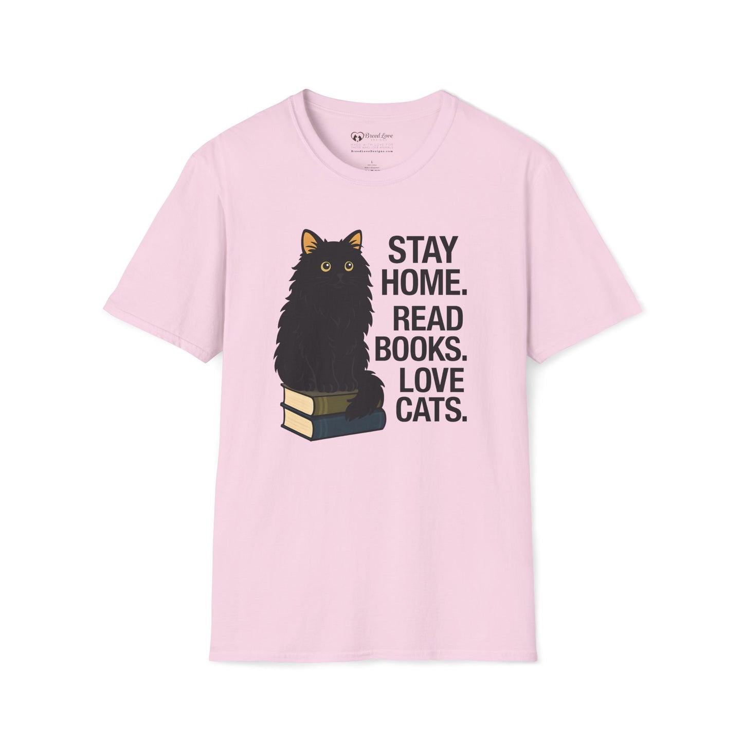 Stay Home Read Books Love Cats T-Shirt