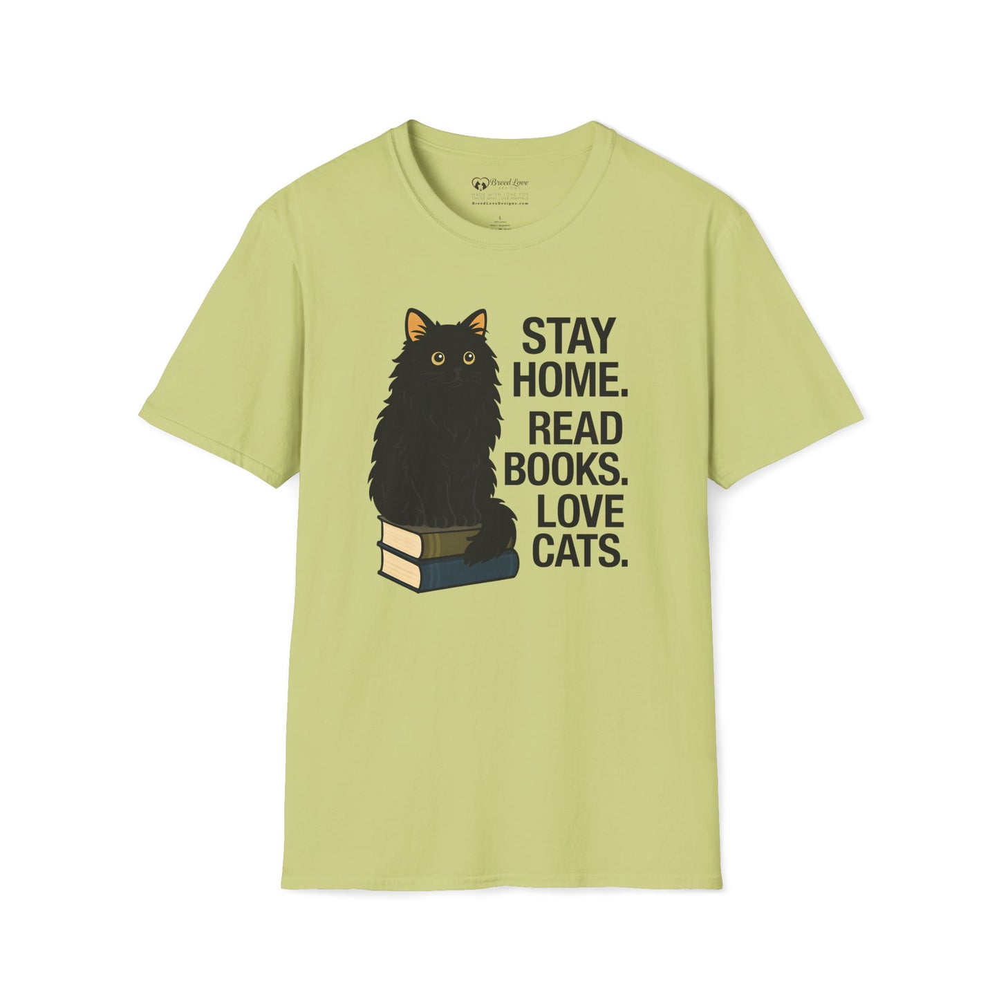 Stay Home Read Books Love Cats T-Shirt