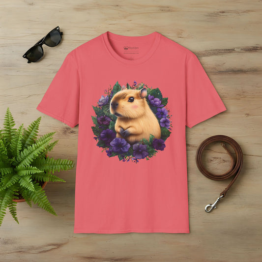 Capybara with Purple Flowers T-Shirt