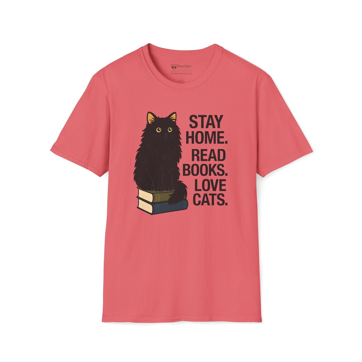 Stay Home Read Books Love Cats T-Shirt
