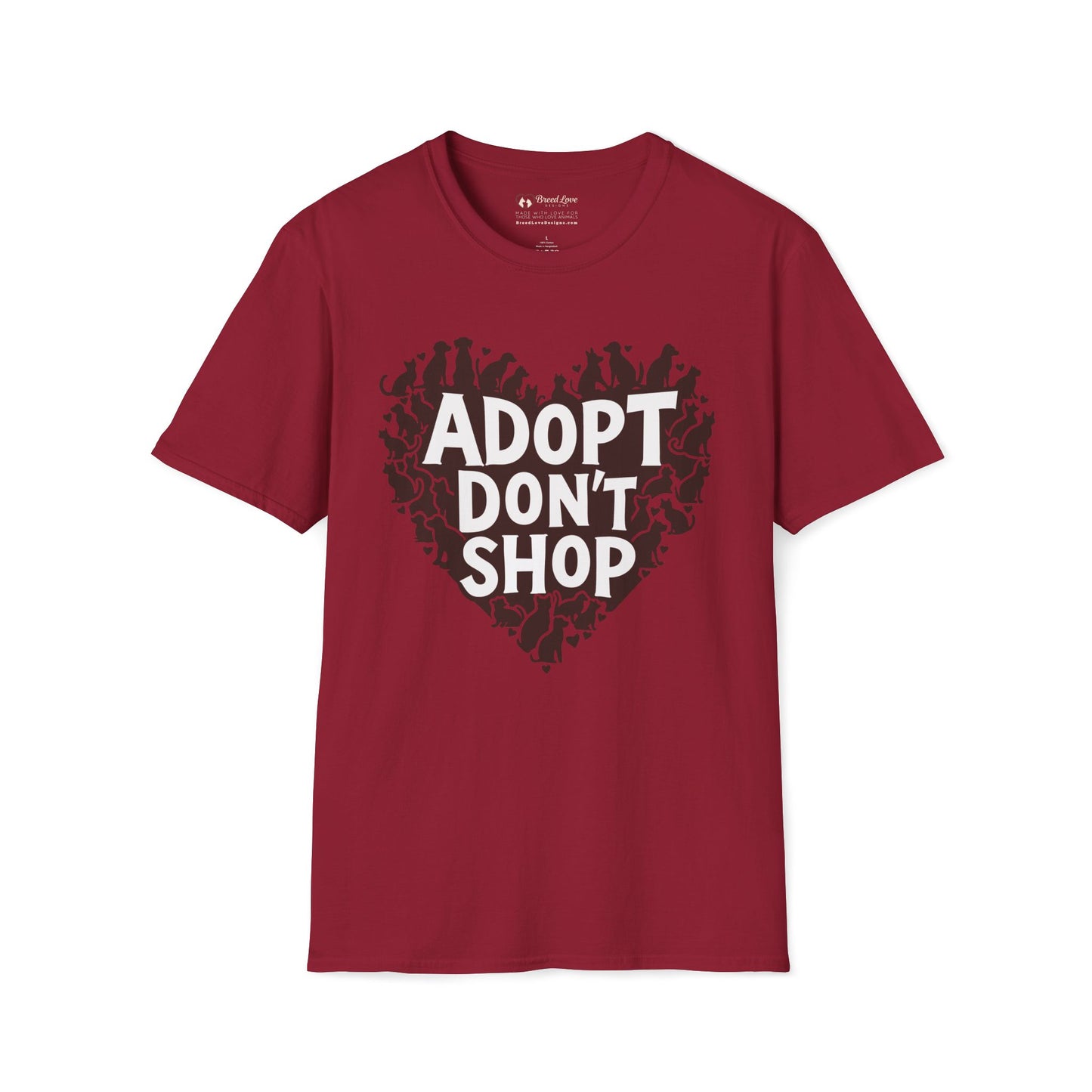 Adopt Don't Shop Dogs and Cats Heart T-Shirt