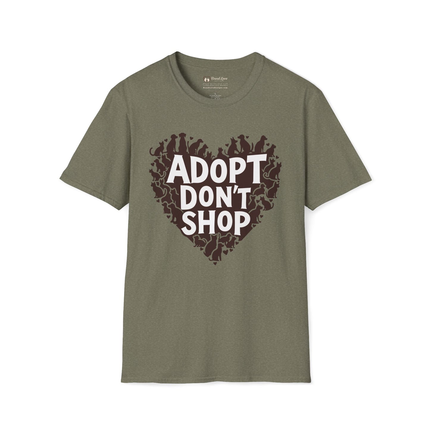 Adopt Don't Shop Dogs and Cats Heart T-Shirt