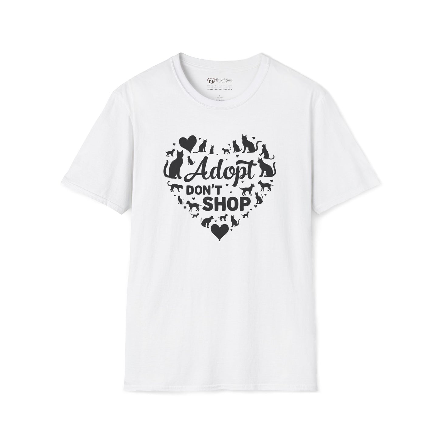 Adopt Don't Shop Cat Heart T-Shirt