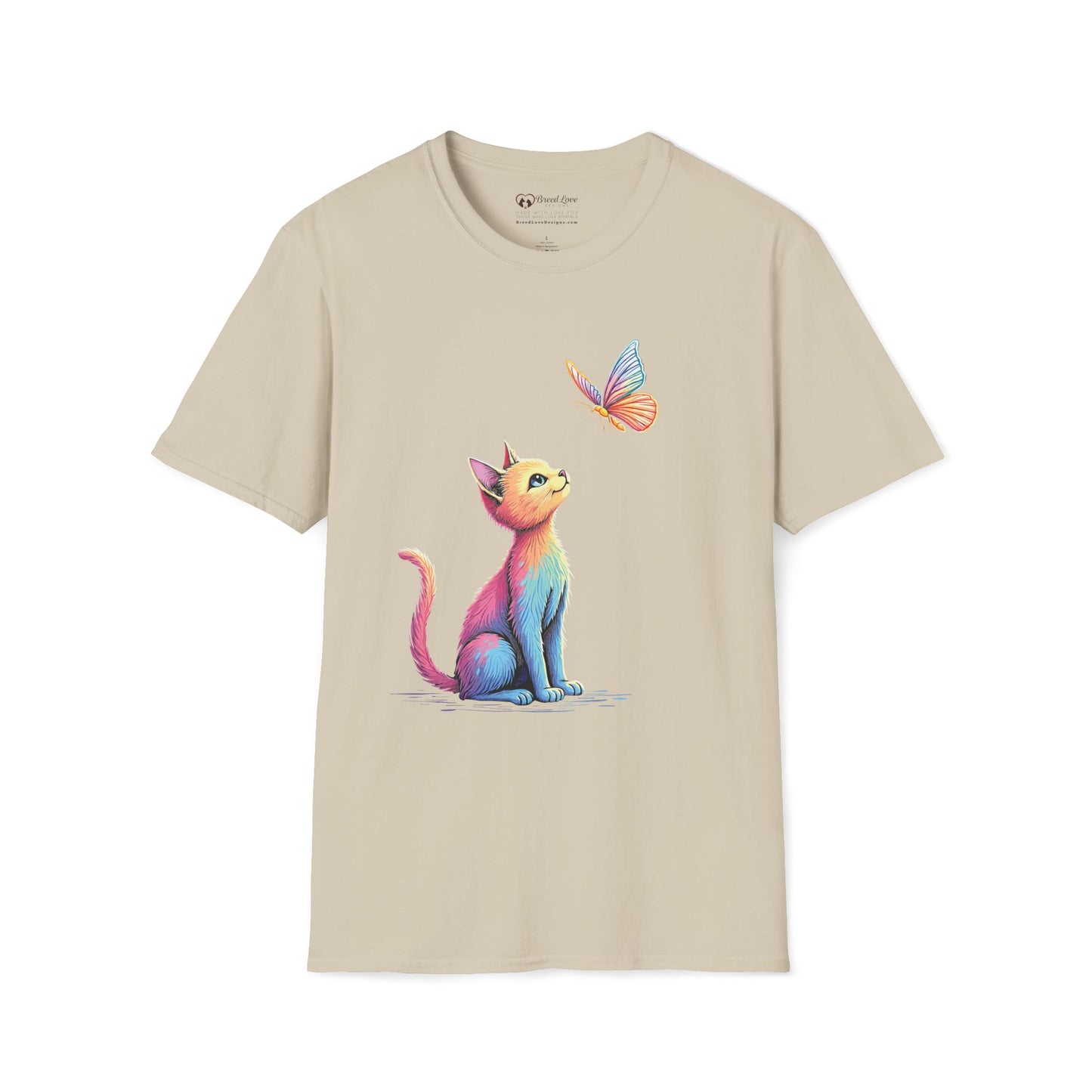 Colorful Cat and Butterfly T-Shirt