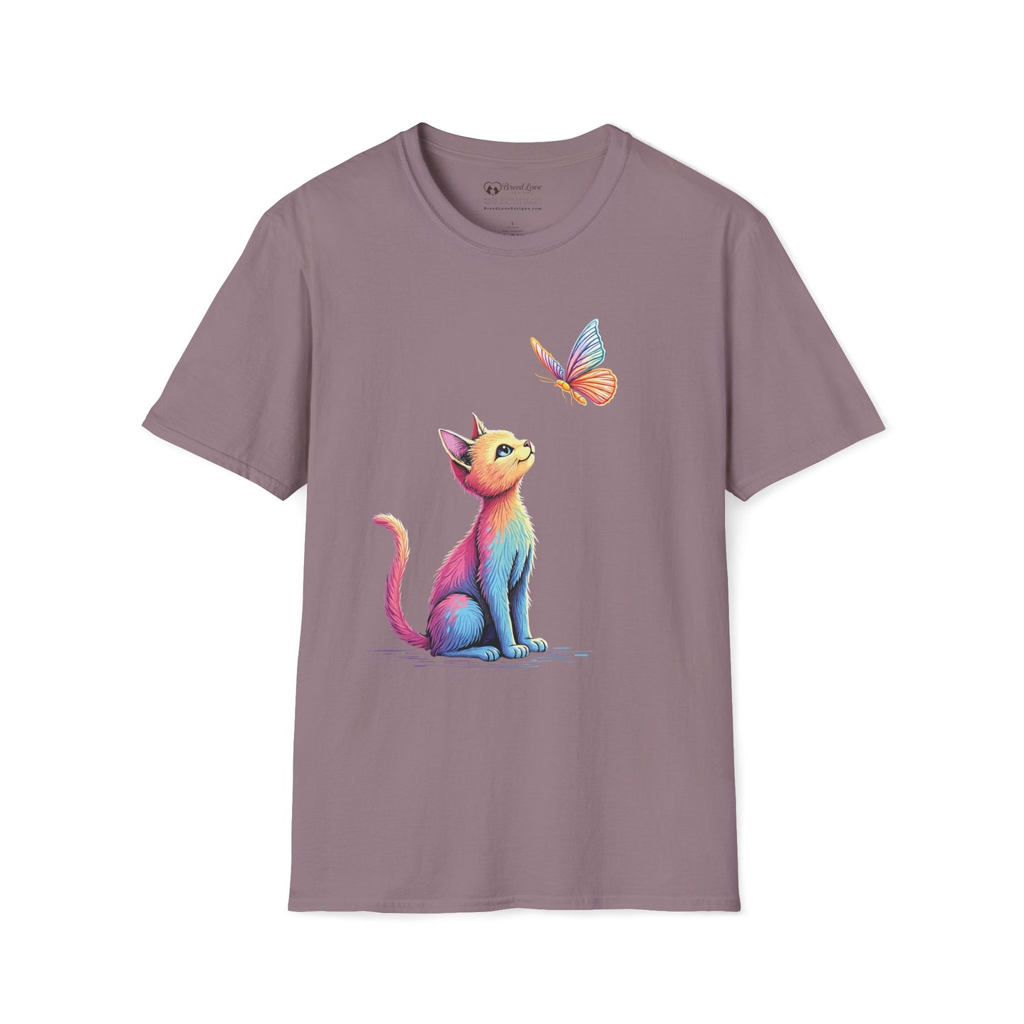 Colorful Cat and Butterfly T-Shirt