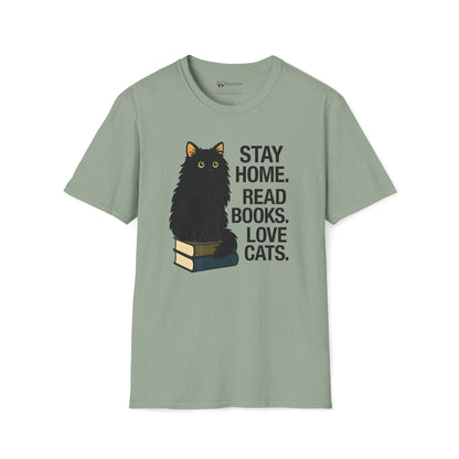Stay Home Read Books Love Cats T-Shirt