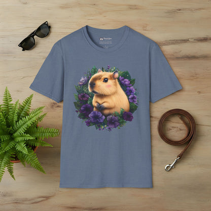 Capybara with Purple Flowers T-Shirt