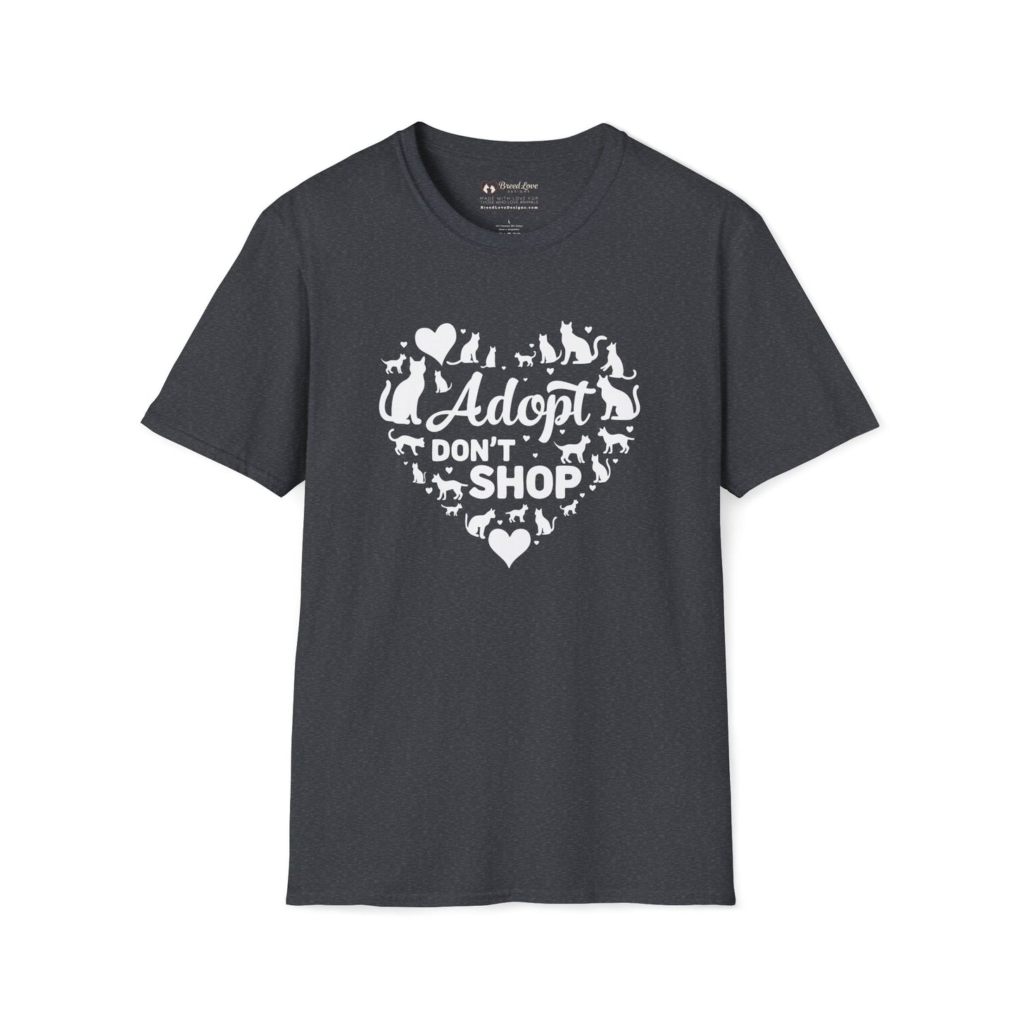 Adopt Don't Shop Cat Heart T-Shirt