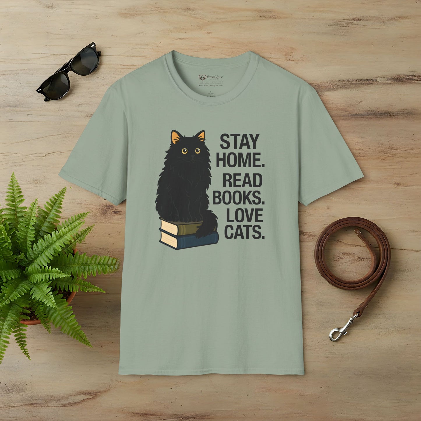 Stay Home Read Books Love Cats T-Shirt