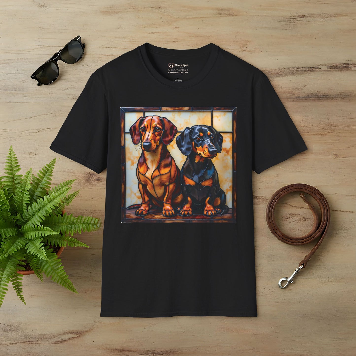 Stained Glass Dachshunds T-Shirt