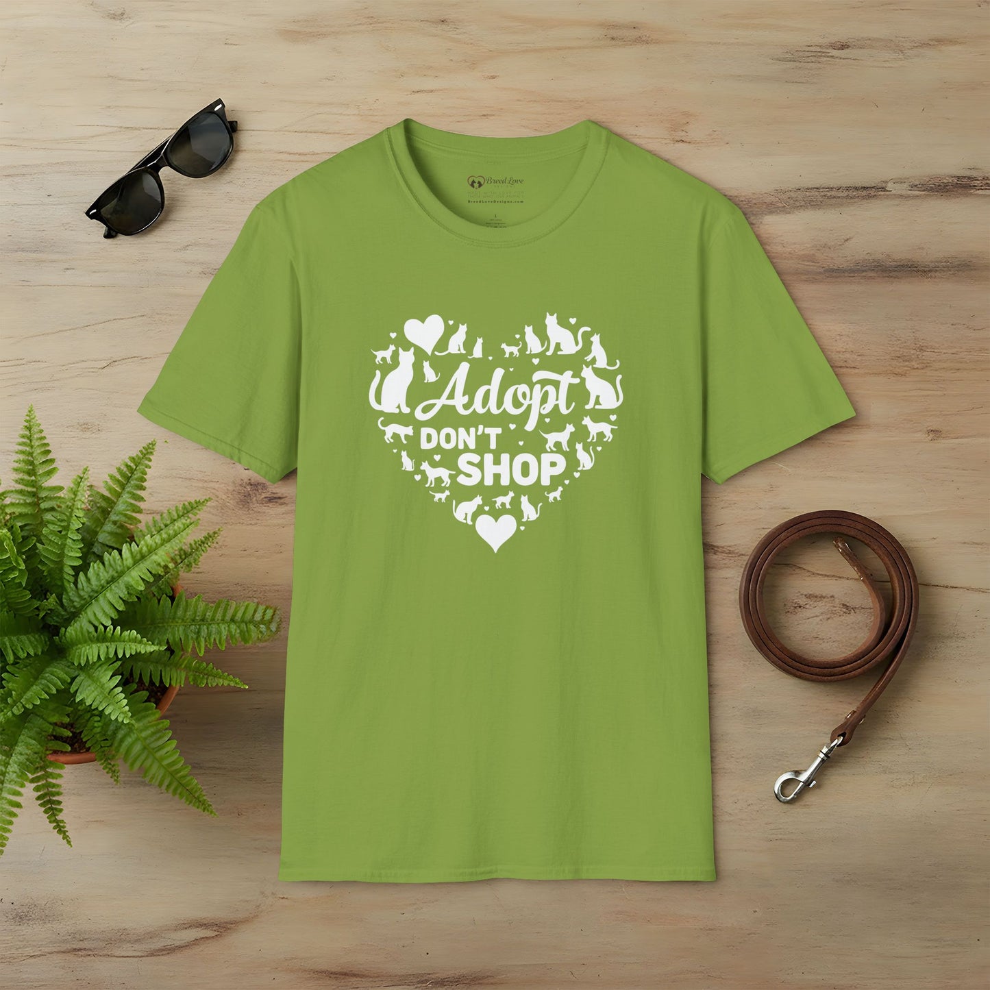 Adopt Don't Shop Cat Heart T-Shirt
