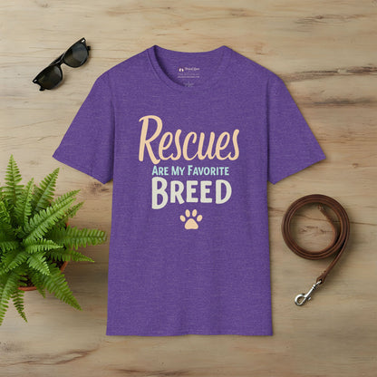Rescues Are My Favorite Breed Text Art T-Shirt