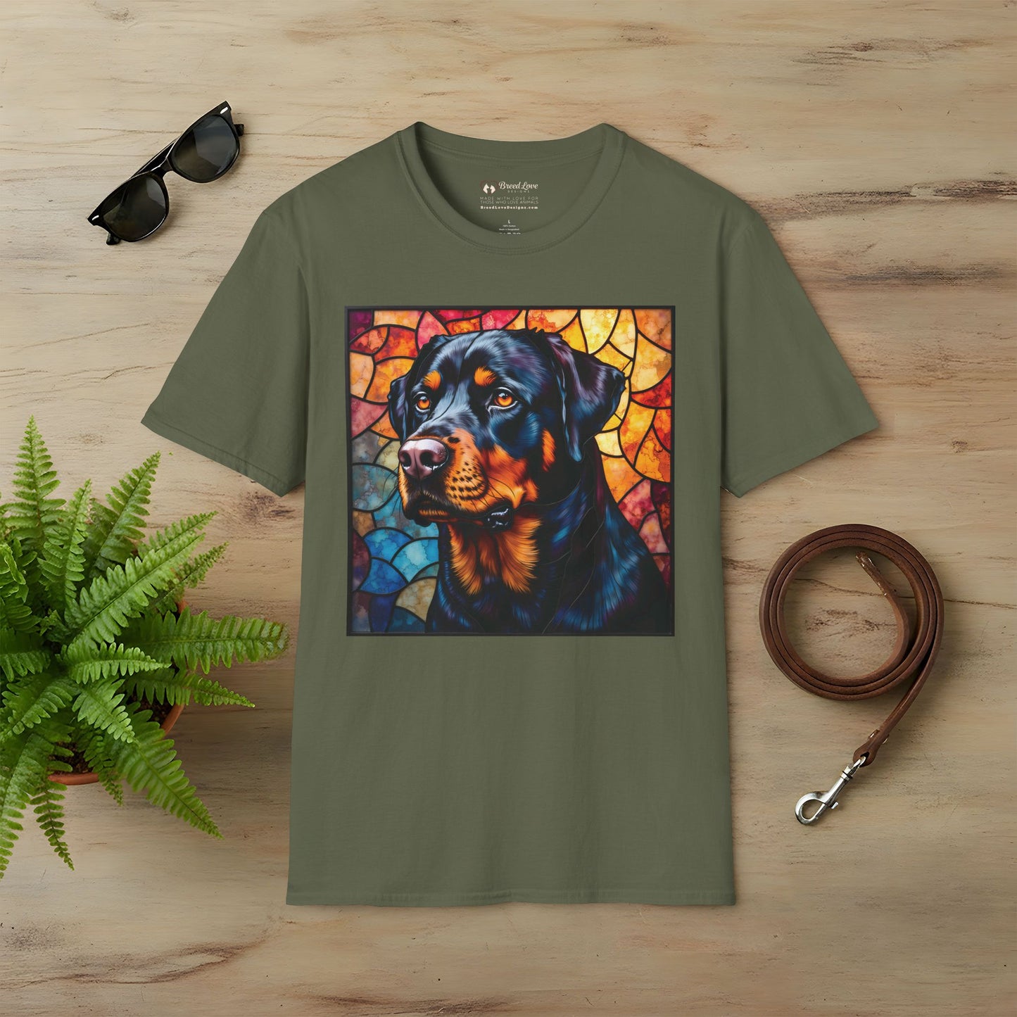 Stained Glass Rottweiler T-Shirt