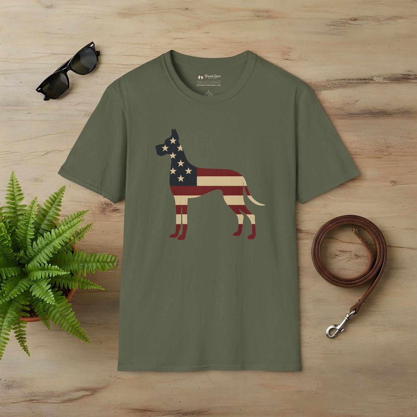 American Flag Great Dane T-Shirt