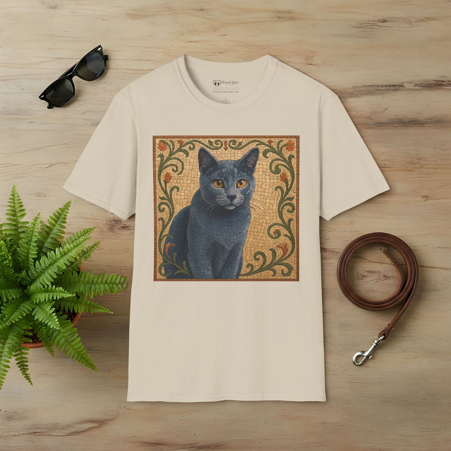 Russian Blue Cat Mosaic T-Shirt