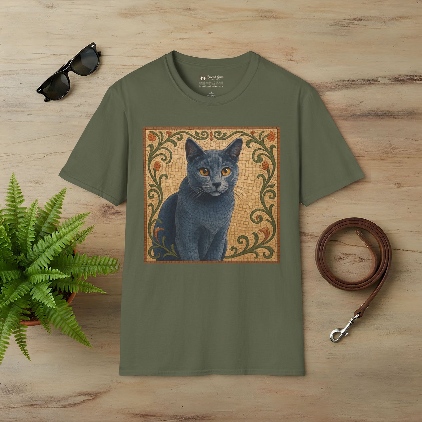 Russian Blue Cat Mosaic T-Shirt