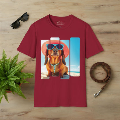 Dachshund at the Beach Panel T-Shirt