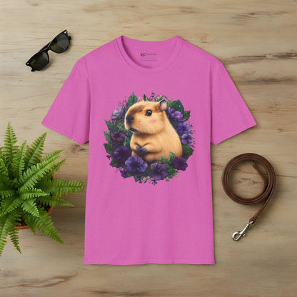 Capybara with Purple Flowers T-Shirt
