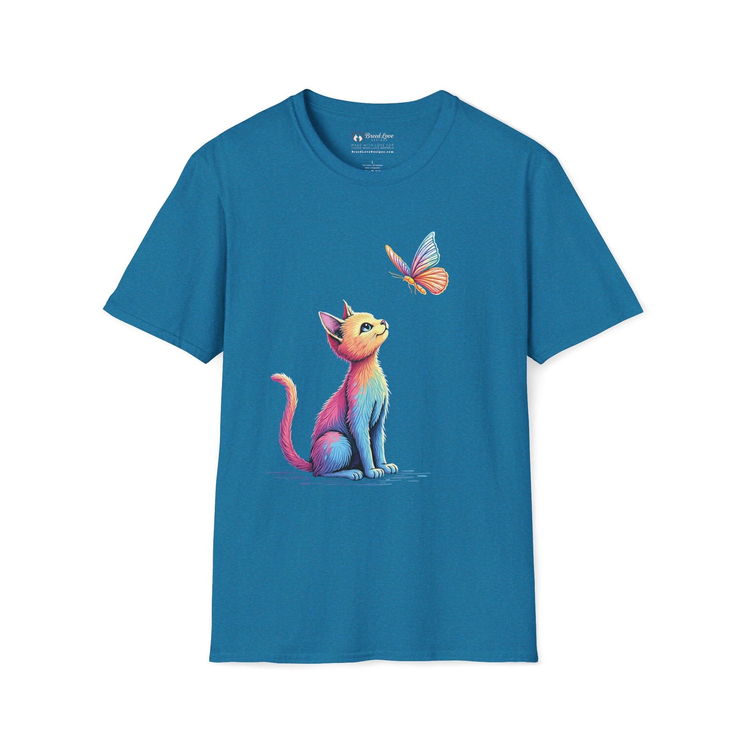 Colorful Cat and Butterfly T-Shirt