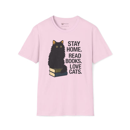 Stay Home Read Books Love Cats T-Shirt
