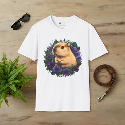 Capybara with Purple Flowers T-Shirt