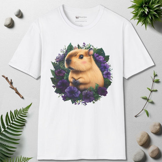 Capybara with Purple Flowers T-Shirt