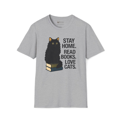 Stay Home Read Books Love Cats T-Shirt