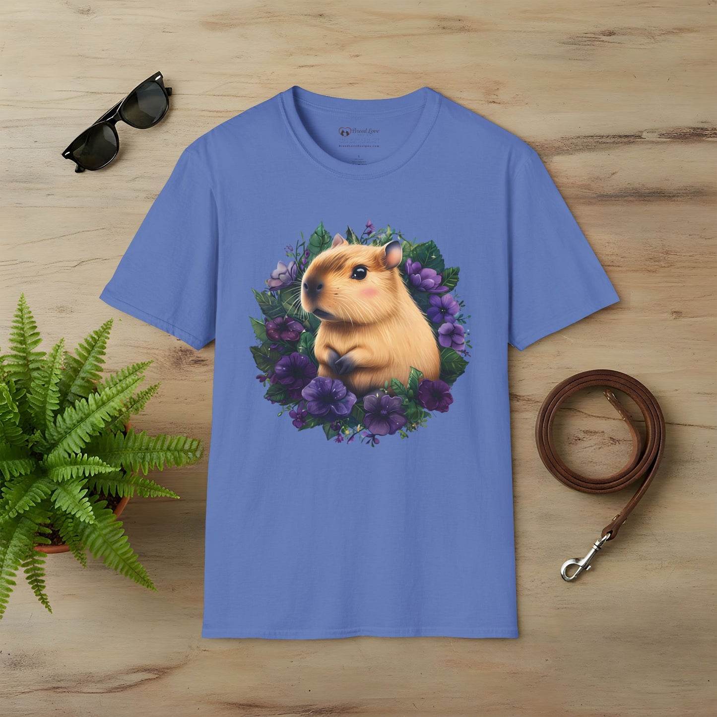 Capybara with Purple Flowers T-Shirt
