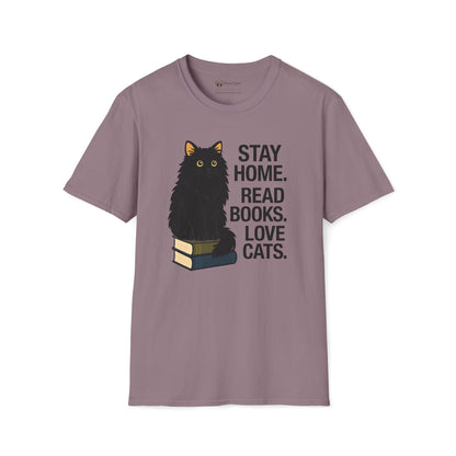 Stay Home Read Books Love Cats T-Shirt