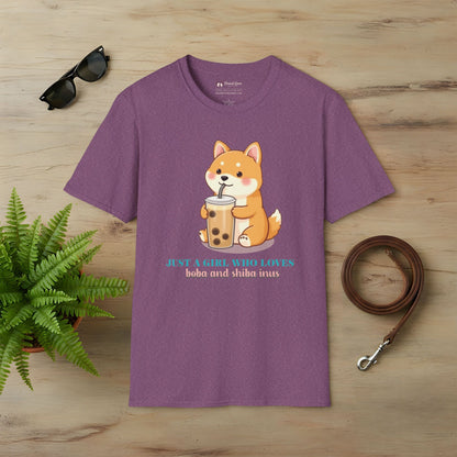 Just a Girl Who Loves Boba and Shiba Inus T-Shirt