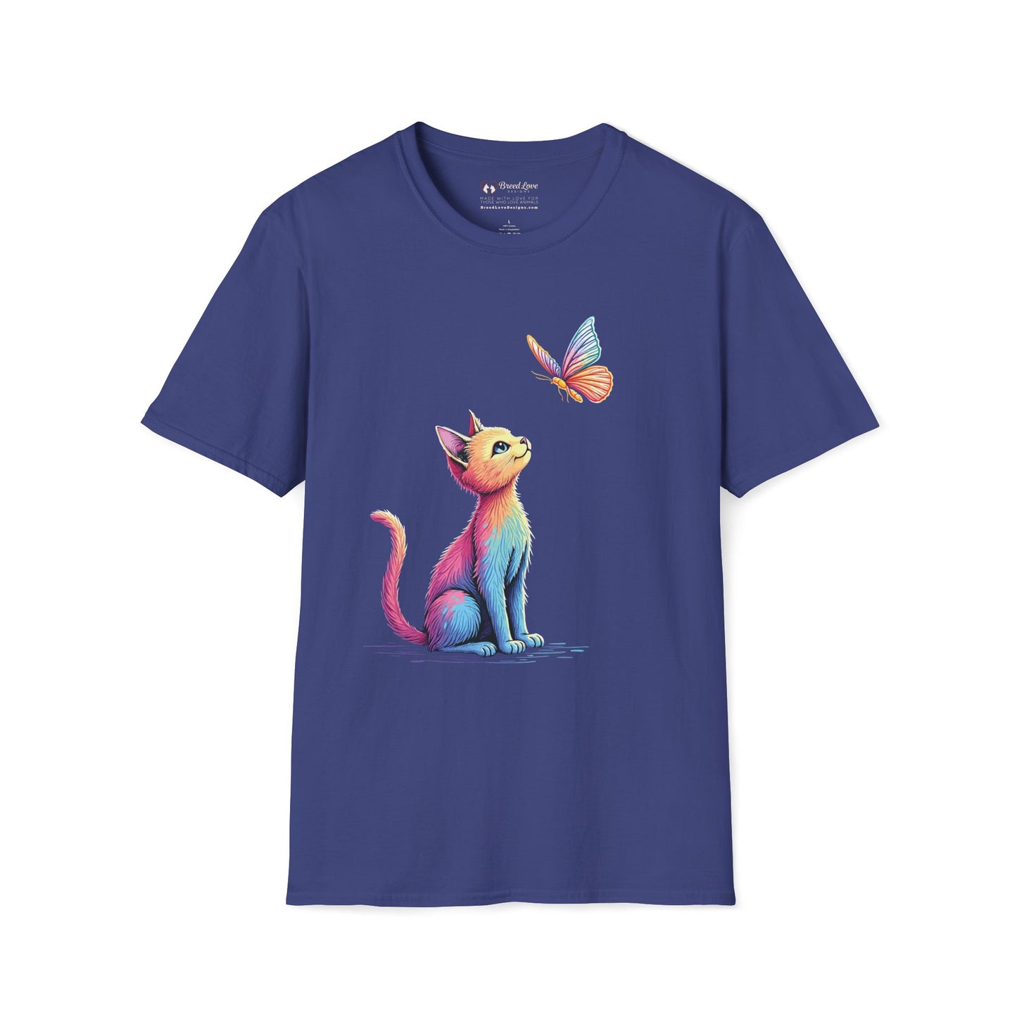 Colorful Cat and Butterfly T-Shirt