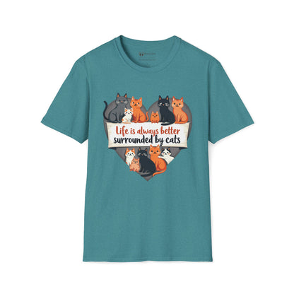 Life Is Better Surrounded By Cats T-Shirt