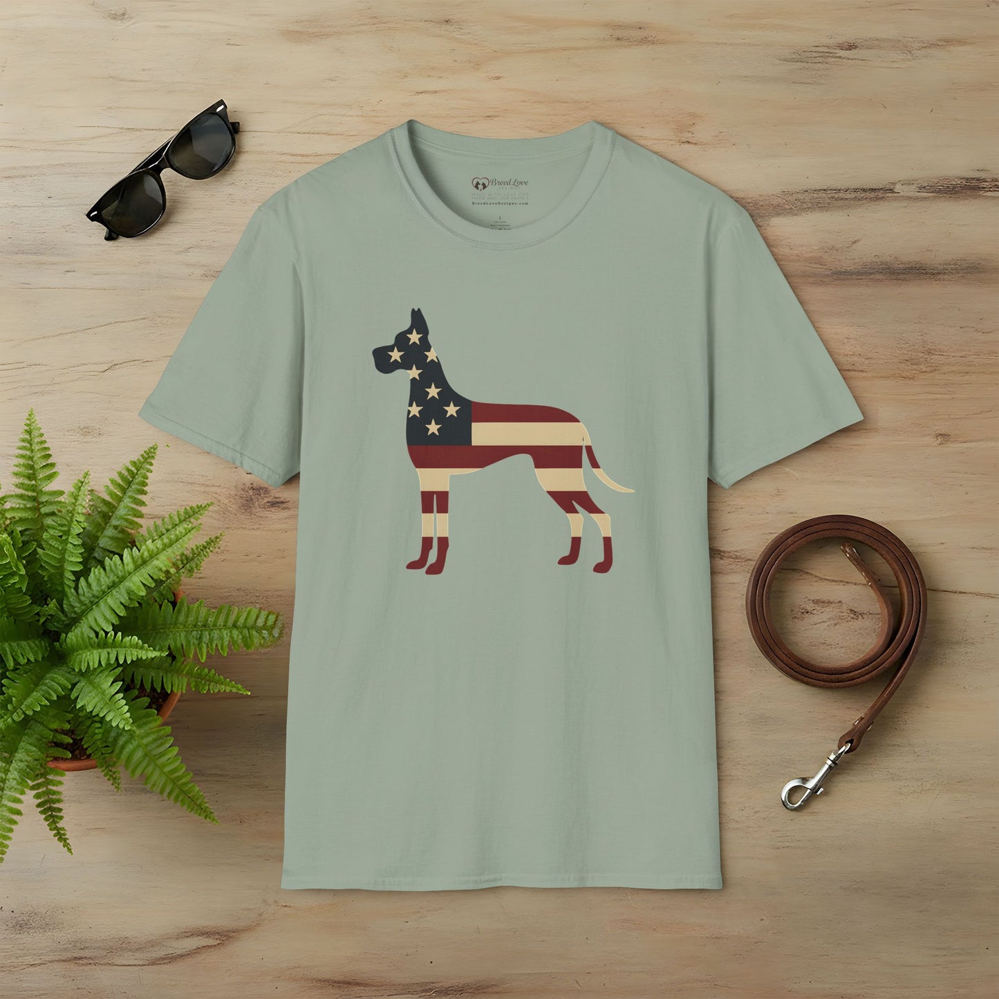 American Flag Great Dane T-Shirt