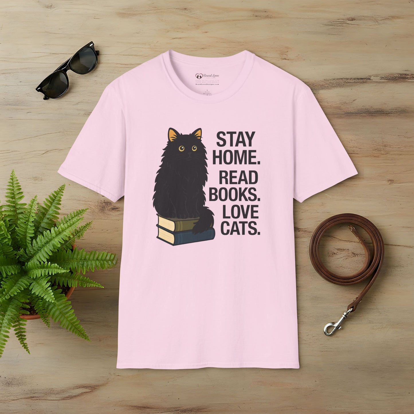 Stay Home Read Books Love Cats T-Shirt