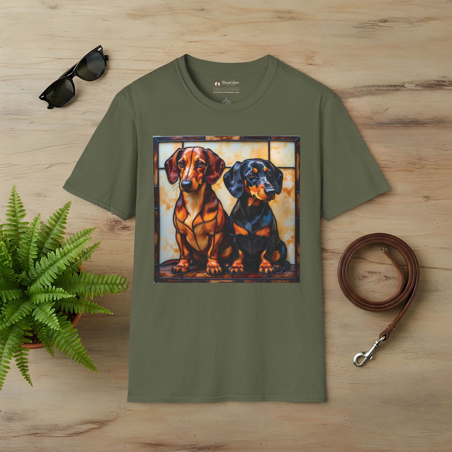 Stained Glass Dachshunds T-Shirt