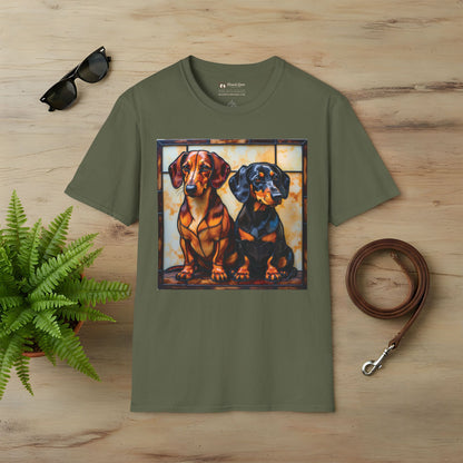 Stained Glass Dachshunds T-Shirt