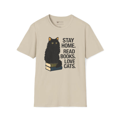 Stay Home Read Books Love Cats T-Shirt