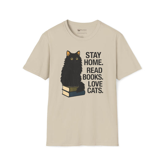 Stay Home Read Books Love Cats T-Shirt