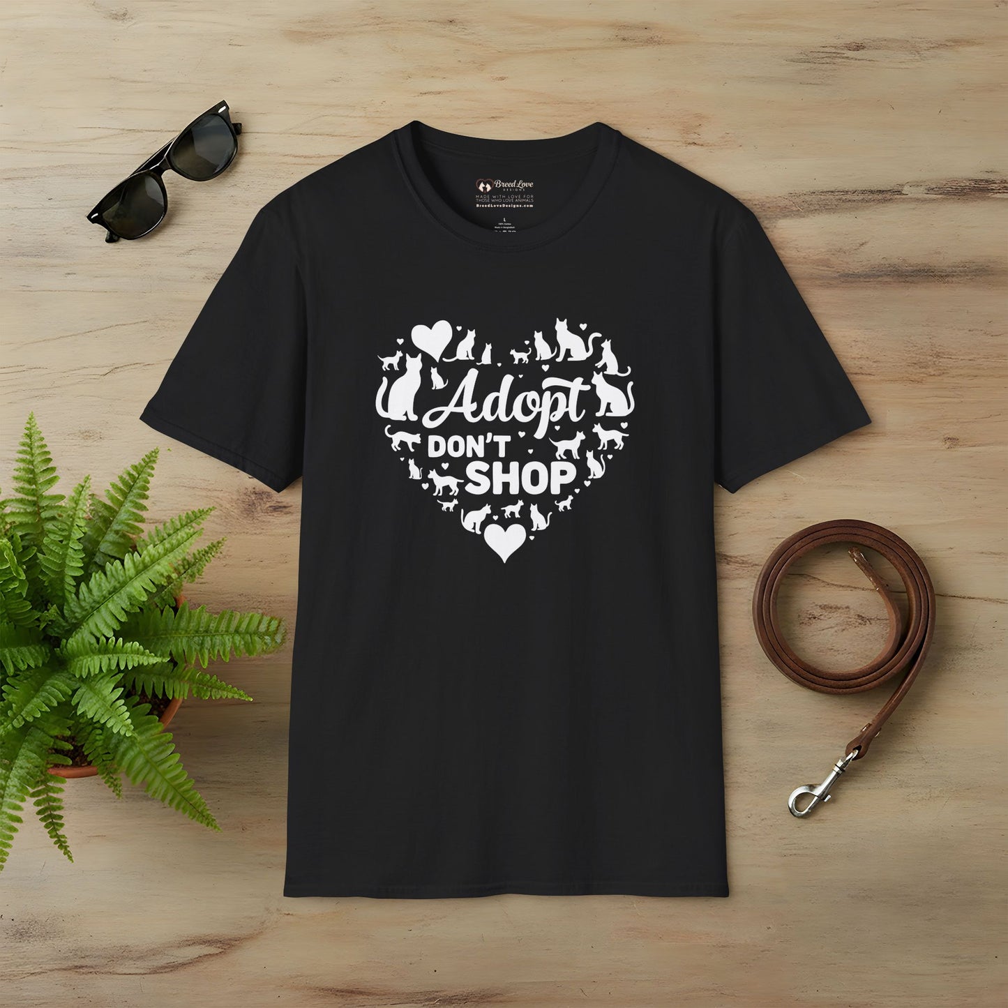 Adopt Don't Shop Cat Heart T-Shirt