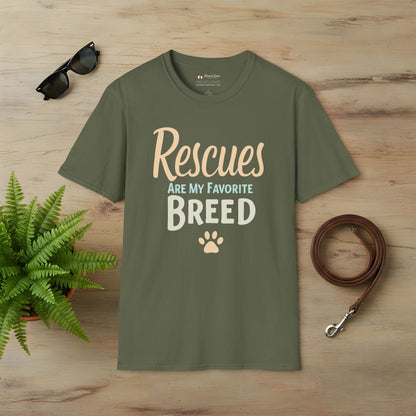 Rescues Are My Favorite Breed Text Art T-Shirt