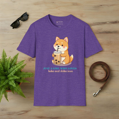 Just a Girl Who Loves Boba and Shiba Inus T-Shirt