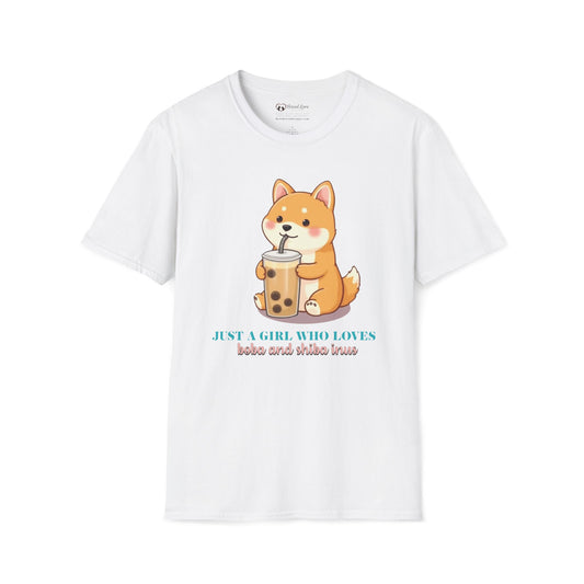 Just a Girl Who Loves Boba and Shiba Inus T-Shirt