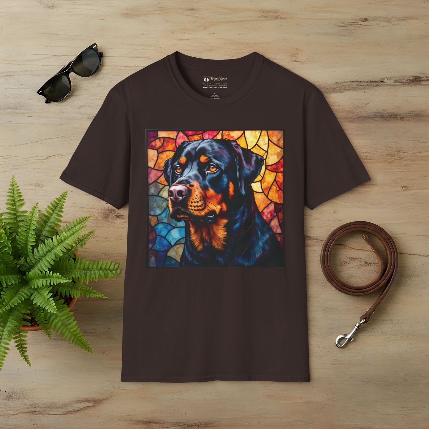 Stained Glass Rottweiler T-Shirt