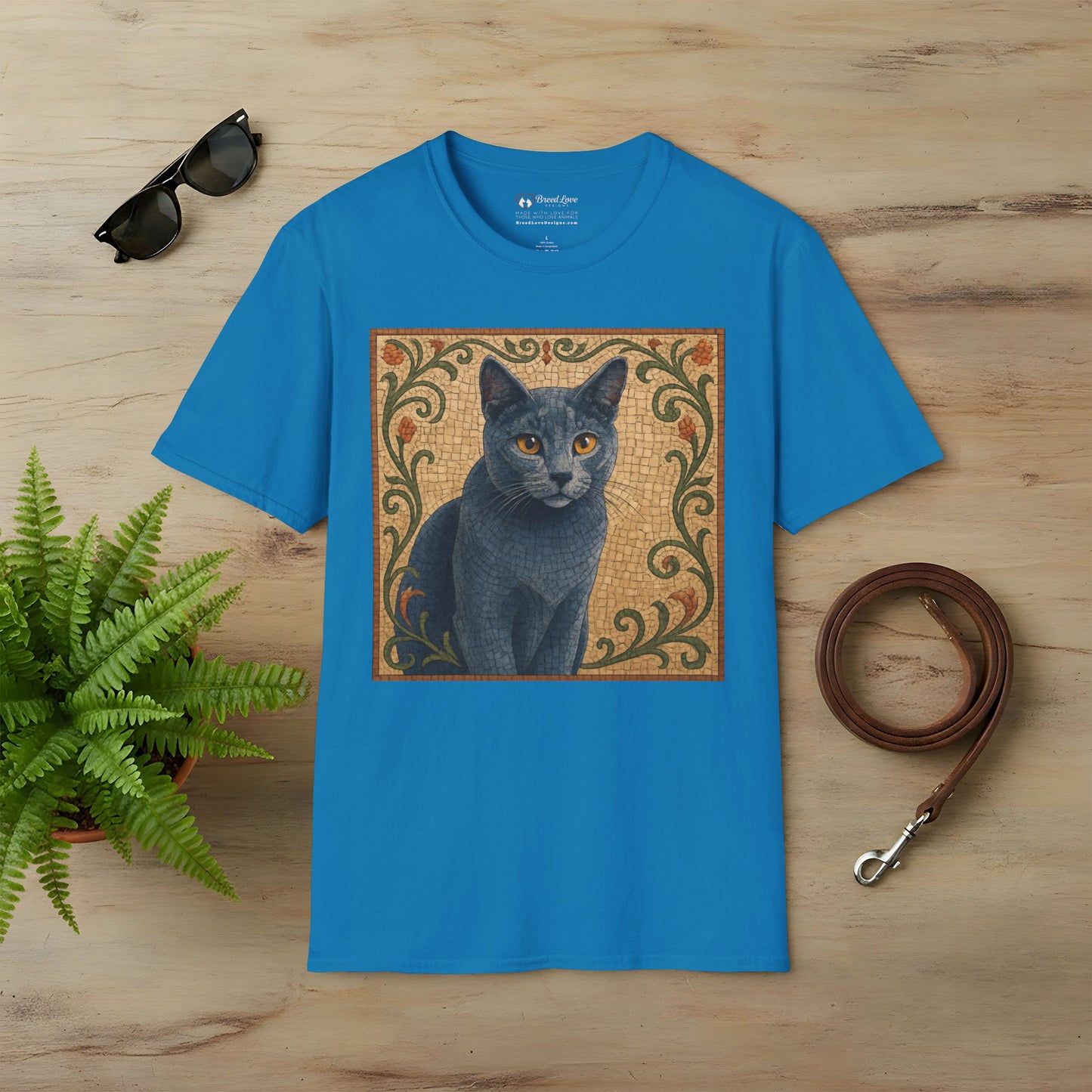 Russian Blue Cat Mosaic T-Shirt