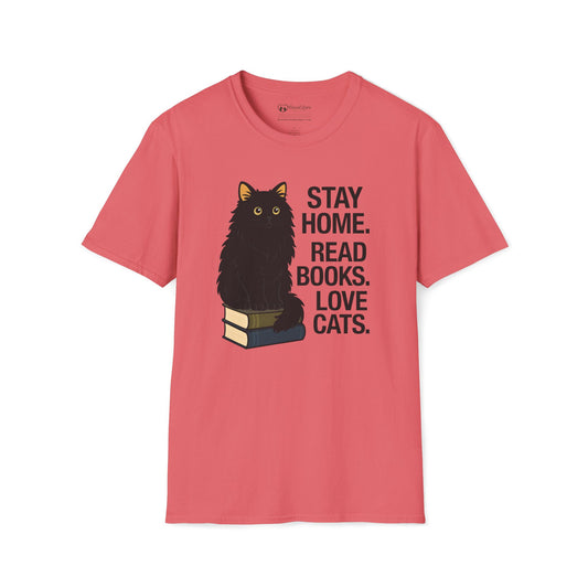 Stay Home Read Books Love Cats T-Shirt