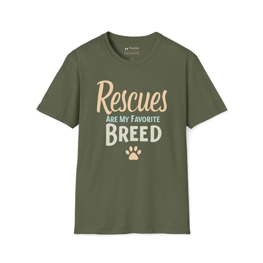 Rescues Are My Favorite Breed Text Art T-Shirt
