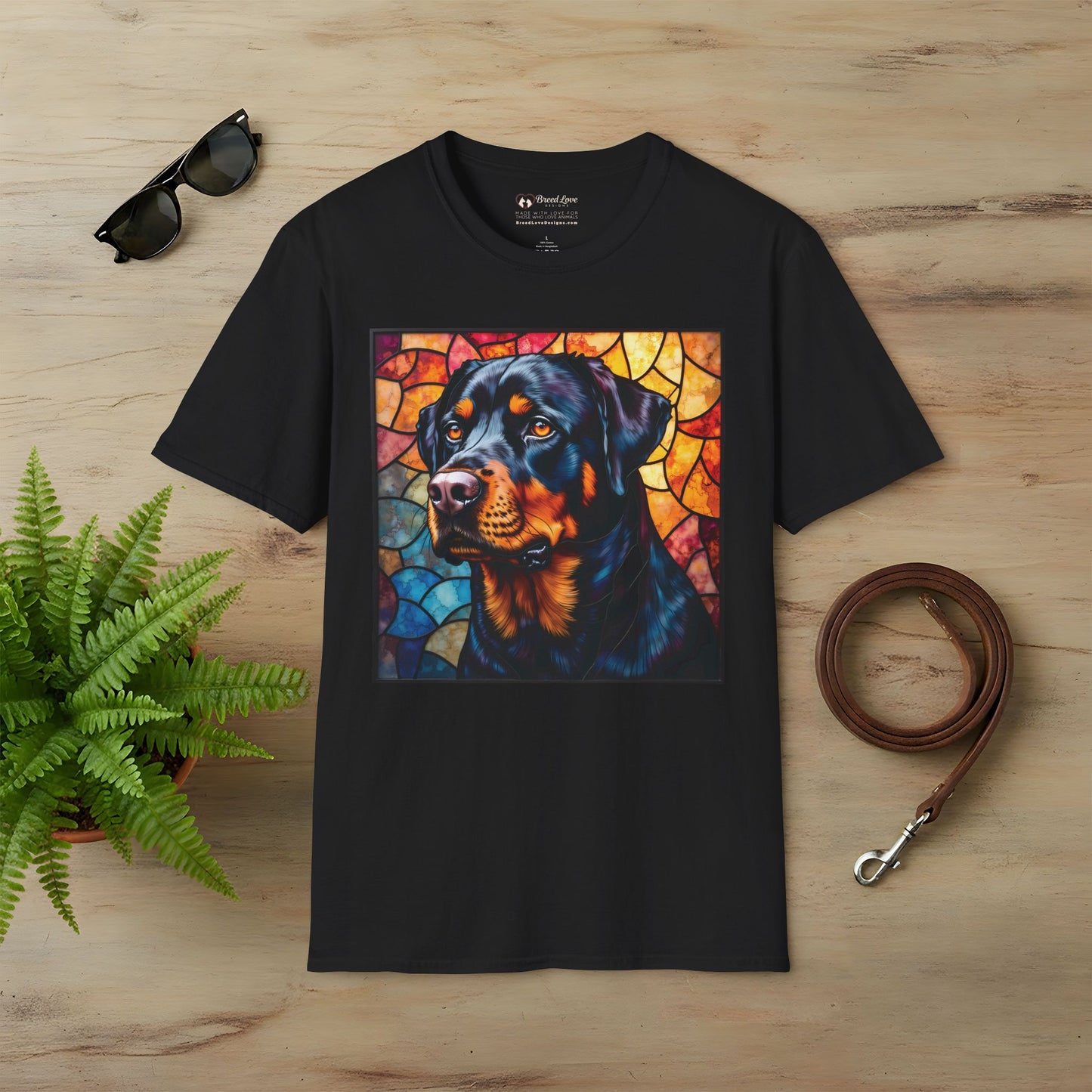 Stained Glass Rottweiler T-Shirt