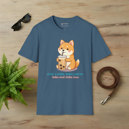 Just a Girl Who Loves Boba and Shiba Inus T-Shirt