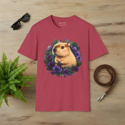 Capybara with Purple Flowers T-Shirt